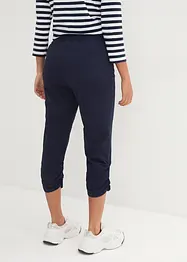 Pantaloni capri di cotone con cinta comoda e arricciatura, bonprix