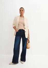 Jeans wide leg con cinta comoda, vita media, bonprix