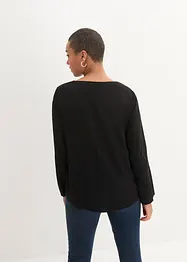 Blusa a maniche lunghe con scollo a V in viscosa fluente, bonprix