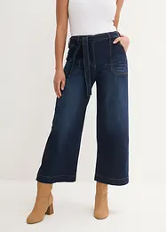 Jeans wide leg cropped con cinta comoda, vita alta, bonprix