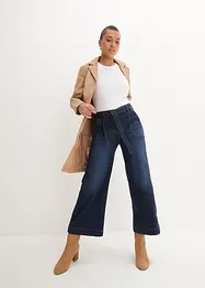 Jeans wide leg cropped con cinta comoda, vita alta, bonprix