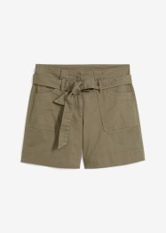 Shorts in twill con cintura da annodare, bpc bonprix collection