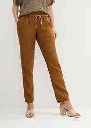 Pantaloni in puro lino con elastico in vita, bonprix