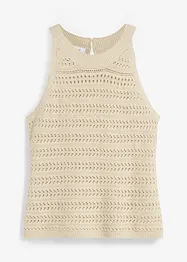 Top in maglia traforata in misto lino, bonprix