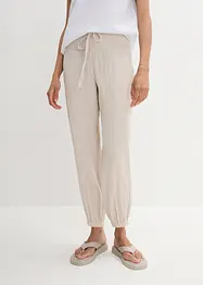 Pantaloni in mussola con cinta in lavorazione smock, bonprix