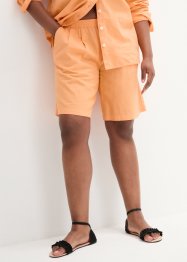 Shorts ampi in misto lino con pinces e cinta comoda a vita alta, bpc bonprix collection