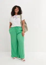 Pantaloni a vita alta in jersey operato con elastico in vita e laccetto da annodare, bonprix