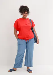 Maglia con laccetto da annodare al fondo in misto cotone e viscosa, bonprix