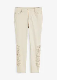 Pantaloni cropped elasticizzati con ricami traforati, BODYFLIRT