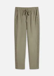 Pantaloni in misto lino con pizzo ai lati, alla caviglia, bonprix