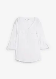 Blusa a maniche lunghe con scollo a V in viscosa fluente, bonprix