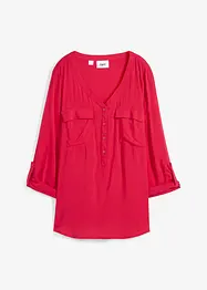 Blusa a maniche lunghe con scollo a V in viscosa fluente, bonprix