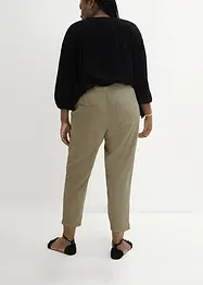 Pantaloni in misto lino con pizzo ai lati, alla caviglia, bonprix