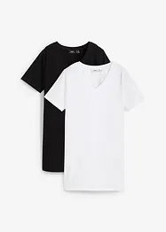 T-shirt lunga con scollo a V (pacco da 2), bonprix