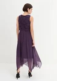 Abito midi in chiffon con pizzo, bonprix