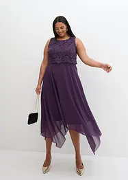 Abito midi in chiffon con pizzo, bonprix