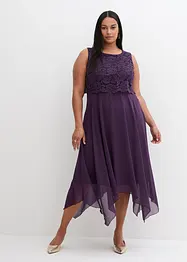 Abito midi in chiffon con pizzo, bonprix
