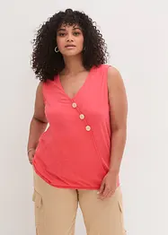 Top in cotone con effetto a portafoglio e elastico, bonprix