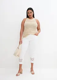 Top in maglia traforata in misto lino, bonprix