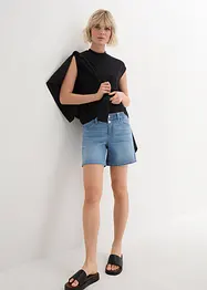 Shorts di jeans wide leg in cotone biologico, a vita media, John Baner JEANSWEAR