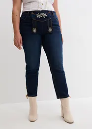 Jeans cropped bavaresi con ricami, bonprix