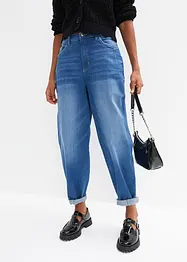 Jeans barrel shape in cotone biologico, vita alta, bonprix