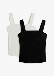 Top a costine in cotone biologico (pacco da 2), bonprix
