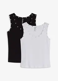 Top a costine in puro cotone biologico (pacco da 2), bonprix