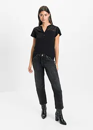 Maglia serafino in misto viscosa, bonprix