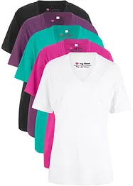 Maglia lunga e larga con scollo a V e maniche corte (pacco da 5), bonprix