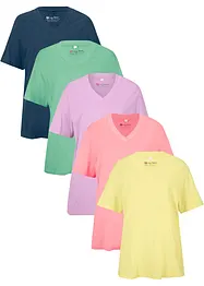 Maglia lunga e larga con scollo a V e maniche corte (pacco da 5), bonprix