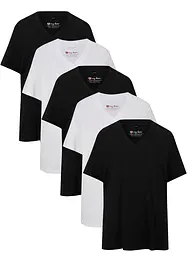 Maglia lunga e larga con scollo a V e maniche corte (pacco da 5), bonprix