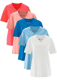 Maglia lunga e larga con scollo a V e maniche corte (pacco da 5), bonprix
