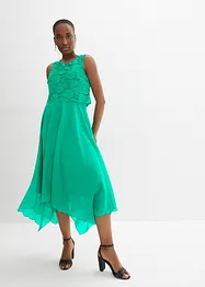 Abito midi in chiffon con pizzo, bonprix