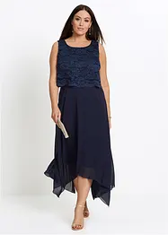 Abito midi in chiffon con pizzo, bonprix