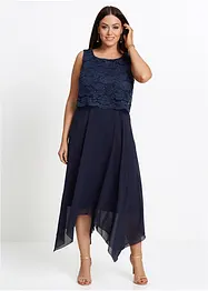 Abito midi in chiffon con pizzo, bonprix