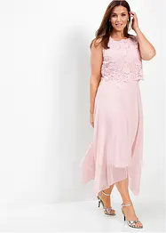 Abito midi in chiffon con pizzo, bonprix