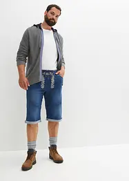 Bermuda in jeans elasticizzati con ricami, regular fit, bonprix