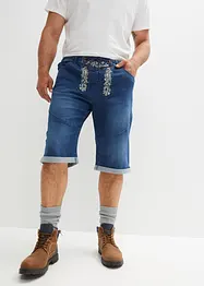 Bermuda in jeans elasticizzati con ricami, regular fit, bonprix