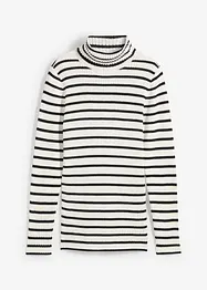 Maglione a collo alto a coste, a righe, bonprix