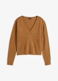 Maglione cropped traforato, bonprix