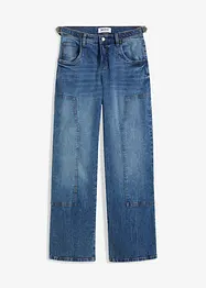 Jeans wide leg, a vita media, bonprix