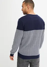 Maglione in filato fine con motivo a spina di pesce e cotone, bonprix