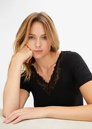 Body a mezze maniche in modal con pizzo, bonprix