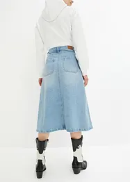 Gonna midi di jeans svasata, bonprix