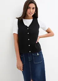 Gilet in maglia fine con bottoni, bonprix