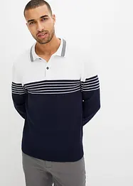 Maglione in filato fine con colletto polo e cotone riciclato, bonprix