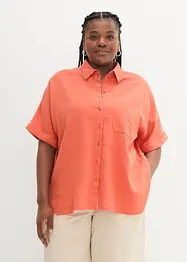 Camicetta oversize in misto lino con mezze maniche, bonprix