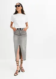 Gonna di jeans midi con spacco, bonprix