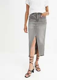 Gonna di jeans midi con spacco, bonprix